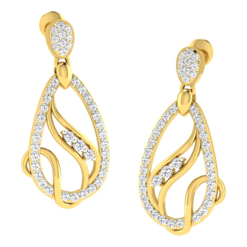 IGI Certified Natural Diamond 14/18K Fine Gold Earring Yellow Gold