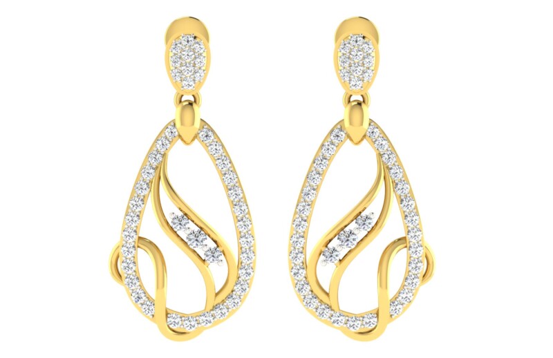 IGI Certified Natural Diamond 14/18K Fine Gold Earring Yellow Gold