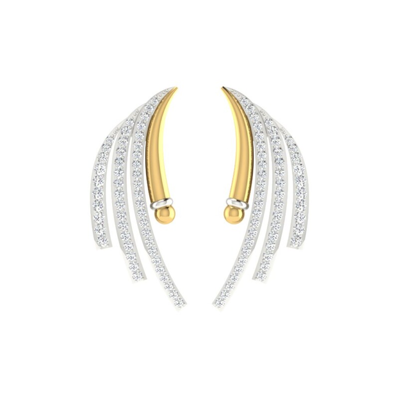 IGI Certified Natural Diamond 14/18K Fine Gold Earring White & Yellow Gold