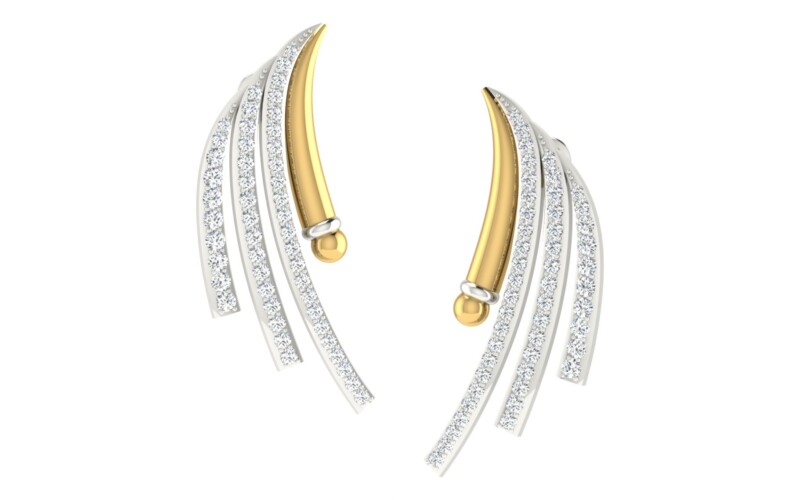 IGI Certified Natural Diamond 14/18K Fine Gold Earring White & Yellow Gold