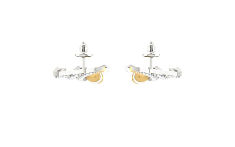 IGI Certified Natural Diamond 14/18K Fine Gold Earring White & Yellow Gold