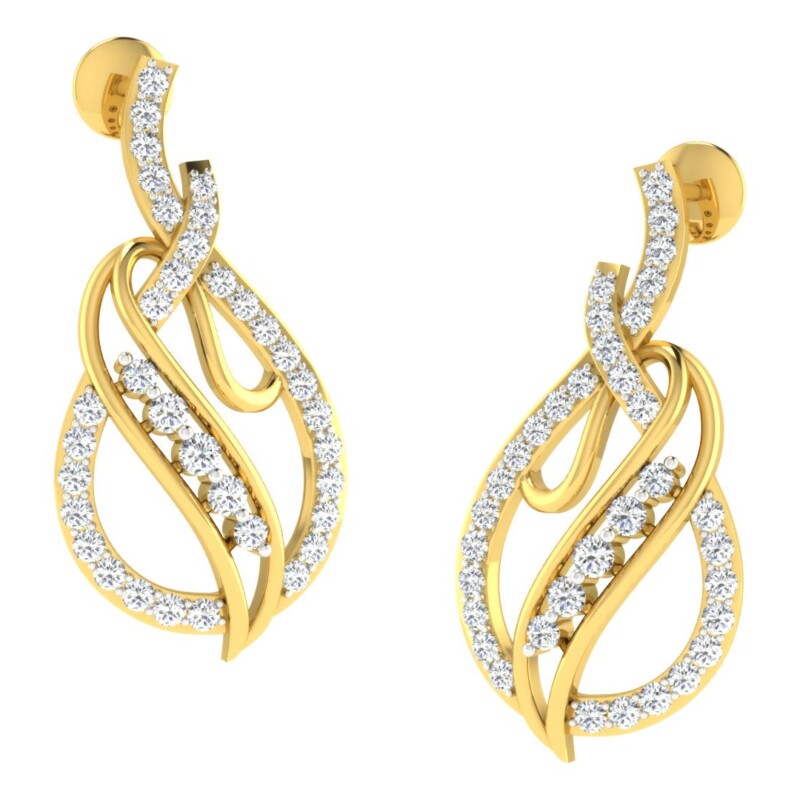 IGI Certified Natural Diamond 14/18K Fine Gold Earring Yellow Gold