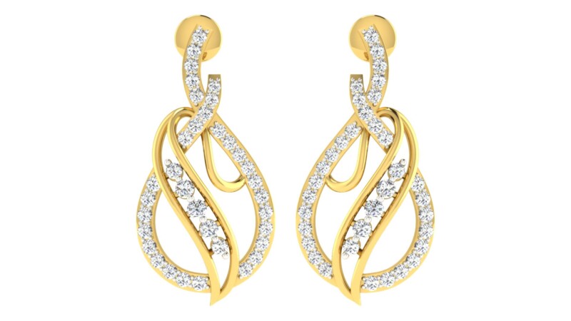 IGI Certified Natural Diamond 14/18K Fine Gold Earring Yellow Gold