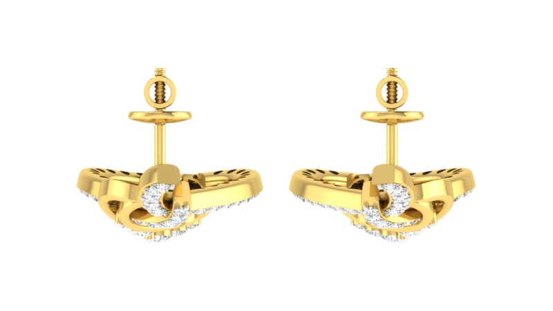 IGI Certified Natural Diamond 14/18K Fine Gold Earring Yellow Gold