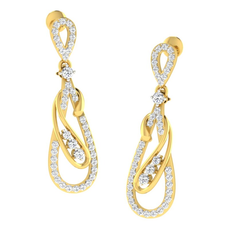 IGI Certified Natural Diamond 14/18K Fine Gold Earring Yellow Gold