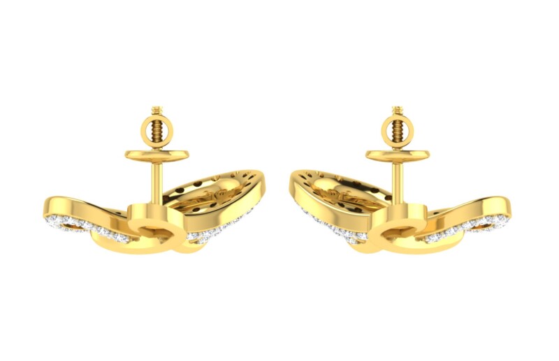 IGI Certified Natural Diamond 14/18K Fine Gold Earring Yellow Gold