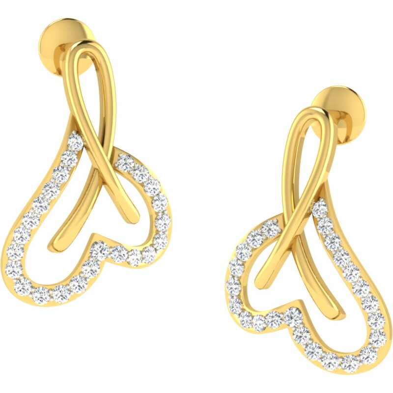 IGI Certified Natural Diamond 14/18K Fine Gold Earring Yellow Gold