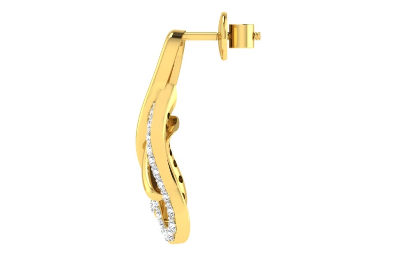 IGI Certified Natural Diamond 14/18K Fine Gold Earring Yellow Gold