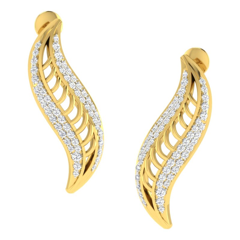 IGI Certified Natural Diamond 14/18K Fine Gold Earring Yellow Gold