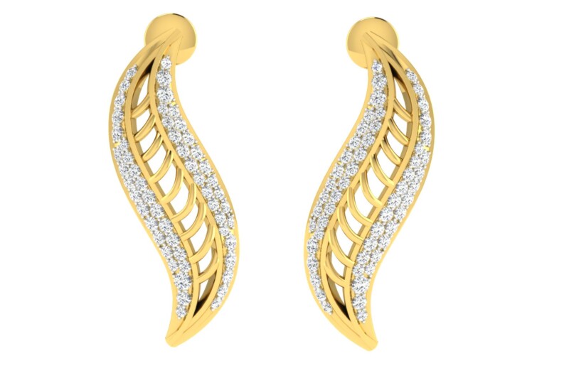 IGI Certified Natural Diamond 14/18K Fine Gold Earring Yellow Gold