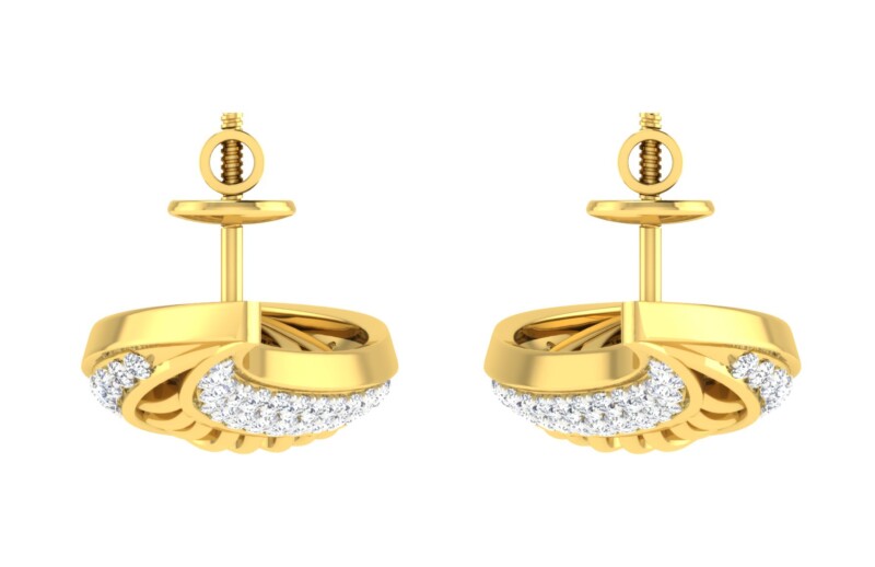 IGI Certified Natural Diamond 14/18K Fine Gold Earring Yellow Gold