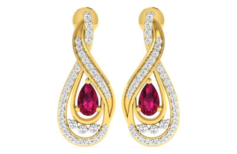 IGI Certified Natural Diamond 14/18K Fine Gold Earring Yellow Gold