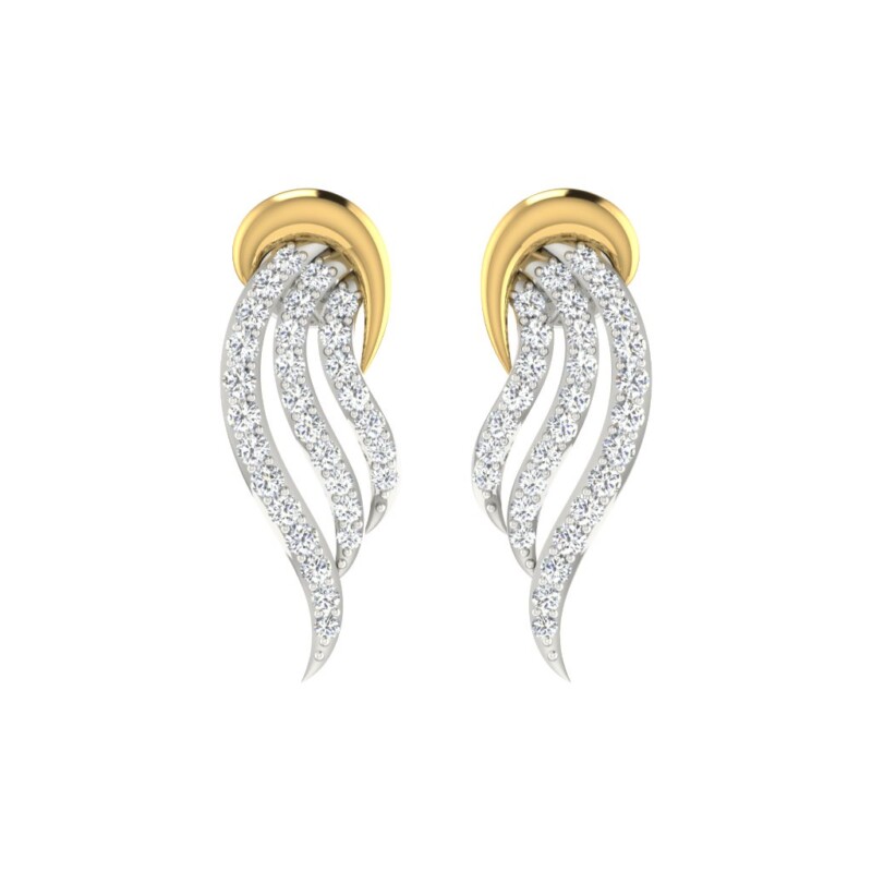 IGI Certified Natural Diamond 14/18K Fine Gold Earring White & Yellow Gold