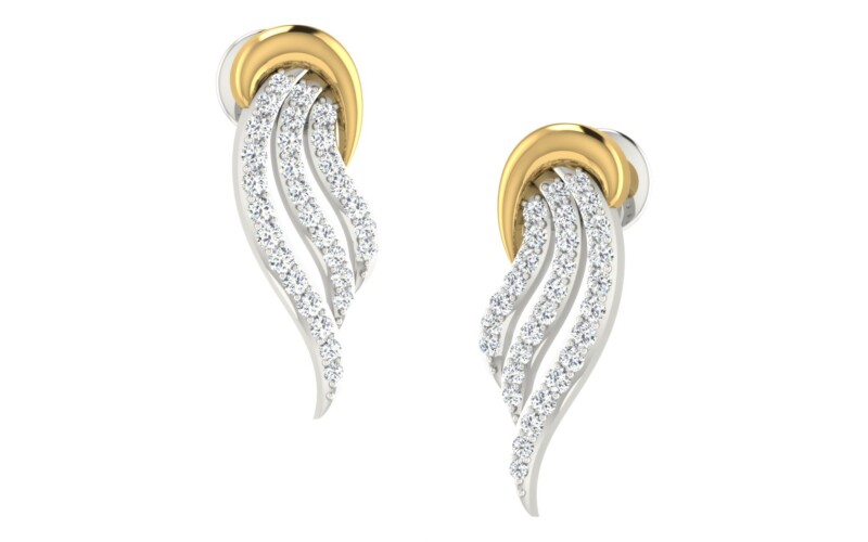 IGI Certified Natural Diamond 14/18K Fine Gold Earring White & Yellow Gold