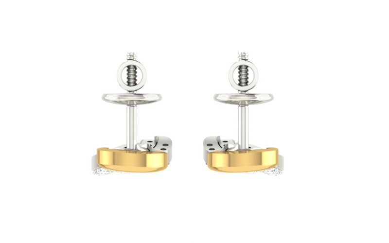 IGI Certified Natural Diamond 14/18K Fine Gold Earring White & Yellow Gold