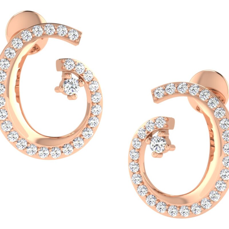 IGI Certified Natural Diamond 14/18K Fine Gold Earring Rose Gold