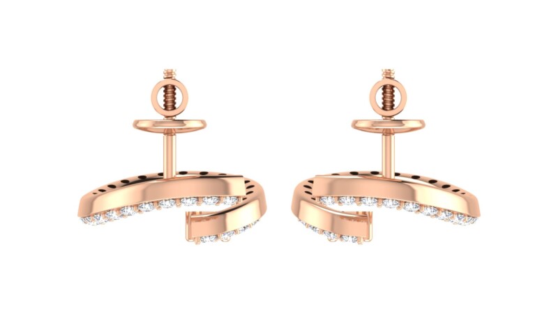 IGI Certified Natural Diamond 14/18K Fine Gold Earring Rose Gold