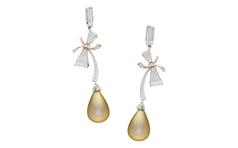 IGI Certified Natural Diamond 14/18K Fine Gold Earring White & Yellow Gold