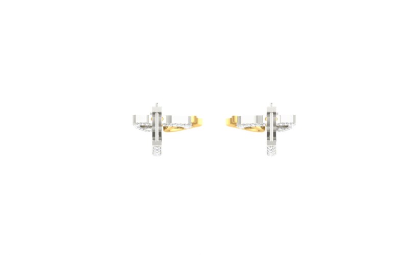 IGI Certified Natural Diamond 14/18K Fine Gold Earring White & Yellow Gold