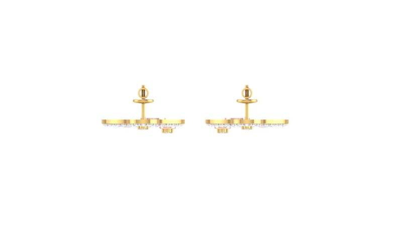 IGI Certified Natural Diamond 14/18K Fine Gold Earring Rose White & Yellow Gold