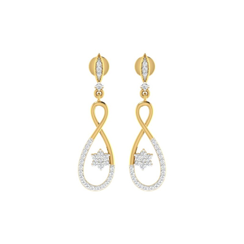 IGI Certified Natural Diamond 14/18K Fine Gold Earring White & Yellow Gold