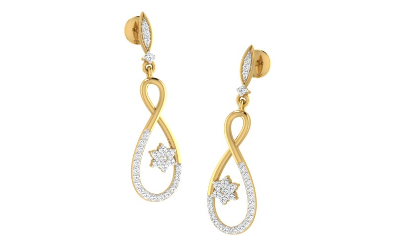 IGI Certified Natural Diamond 14/18K Fine Gold Earring White & Yellow Gold