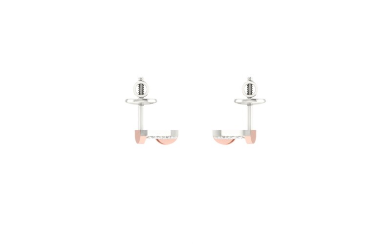 IGI Certified Natural Diamond 14/18K Fine Gold Earring Rose & White Gold