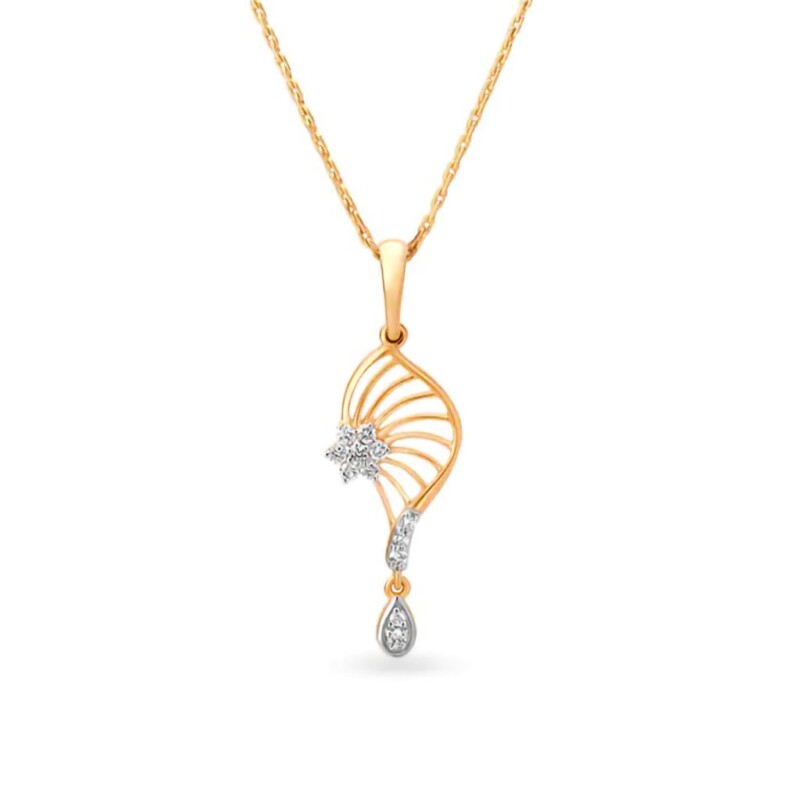 IGI Certified Natural Diamond Design Pendant 14K/18K Fine Yellow Gold