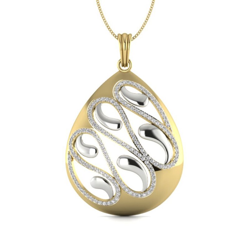 IGI Certified Natural Diamond Design Pendant 14K/18K Fine Yellow & White Gold