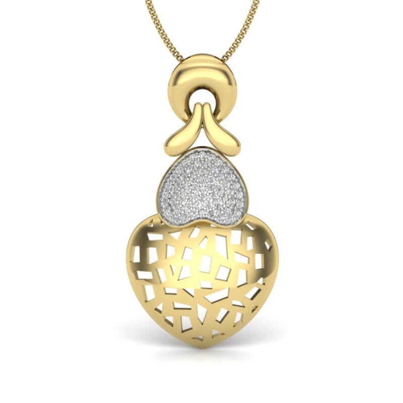 IGI Certified Natural Diamond Design Pendant 14K/18K Fine Yellow Gold