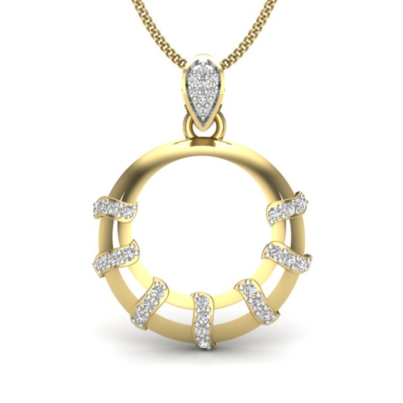 IGI Certified Natural Diamond Design Pendant 14K/18K Fine Yellow Gold