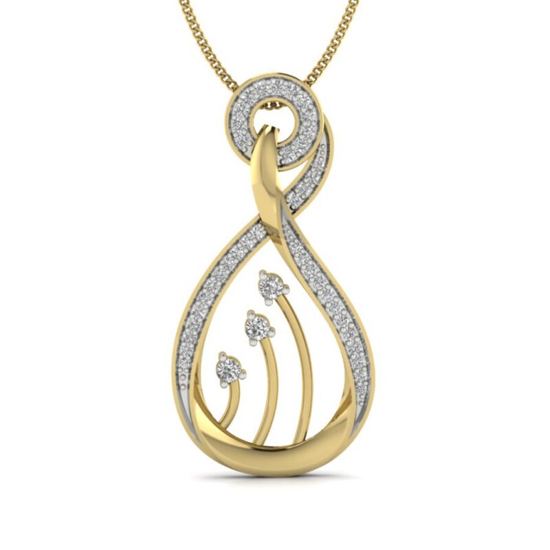 IGI Certified Natural Diamond Design Pendant 14K/18K Fine Yellow Gold