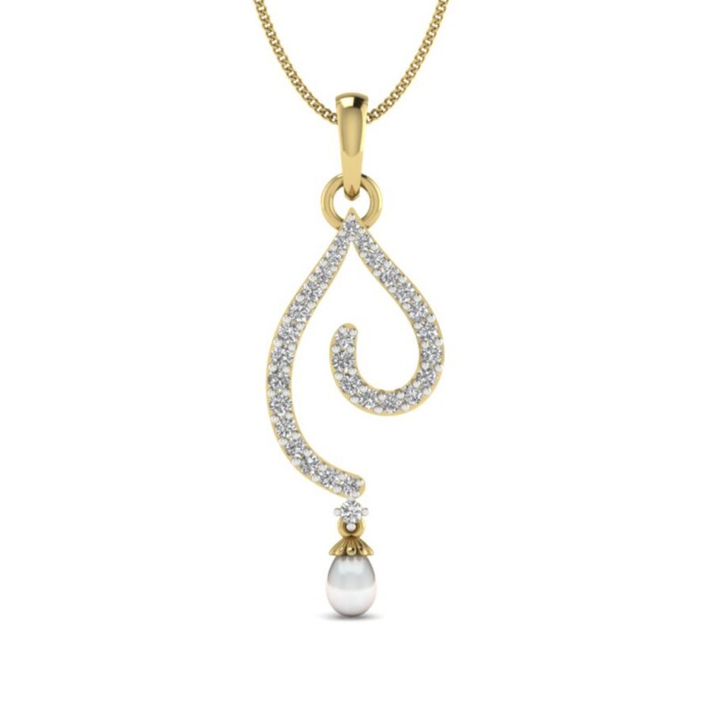 IGI Certified Natural Diamond Design Pendant 14K/18K Fine Yellow Gold