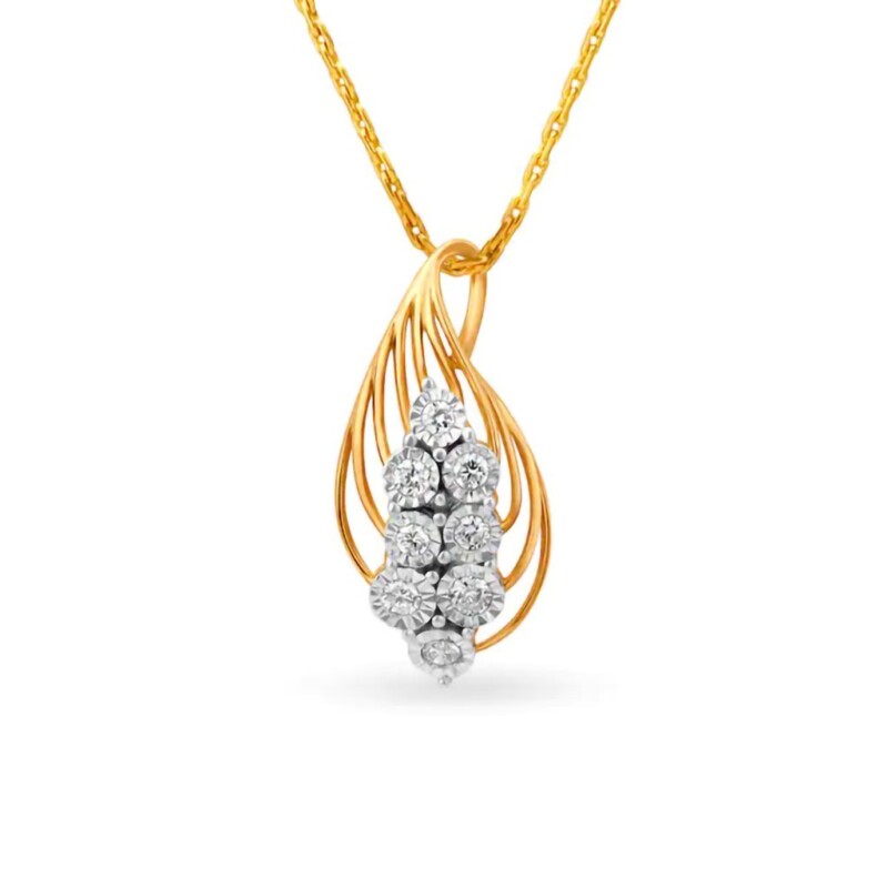 IGI Certified Natural Diamond Design Pendant 14K/18K Fine Yellow Gold