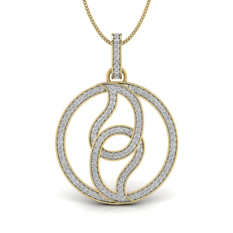 IGI Certified Natural Diamond Design Pendant 14K/18K Fine Yellow Gold