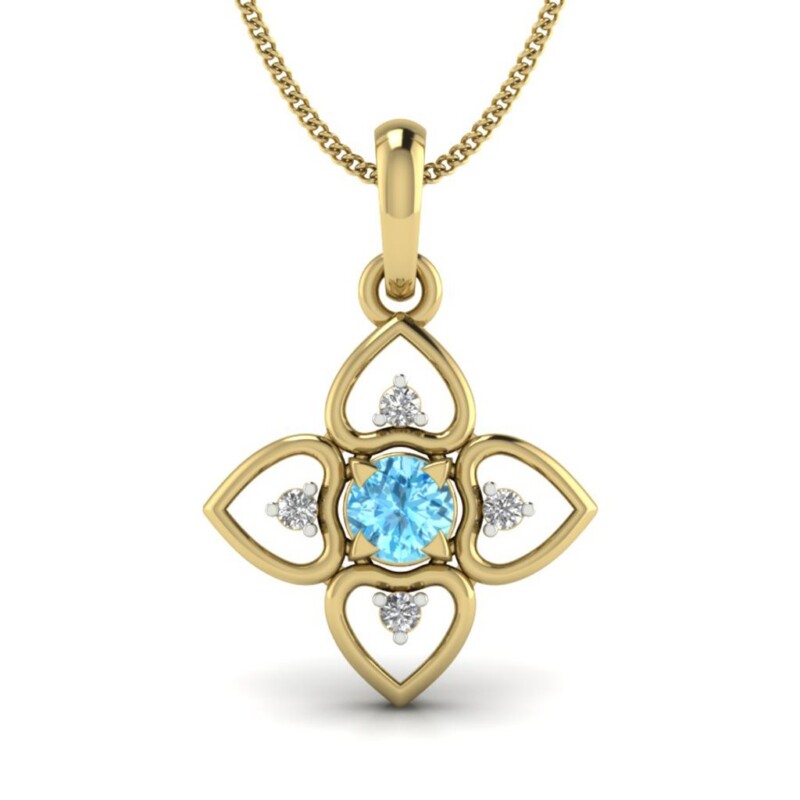 IGI Certified Natural Diamond Design Pendant 14K/18K Fine Yellow Gold