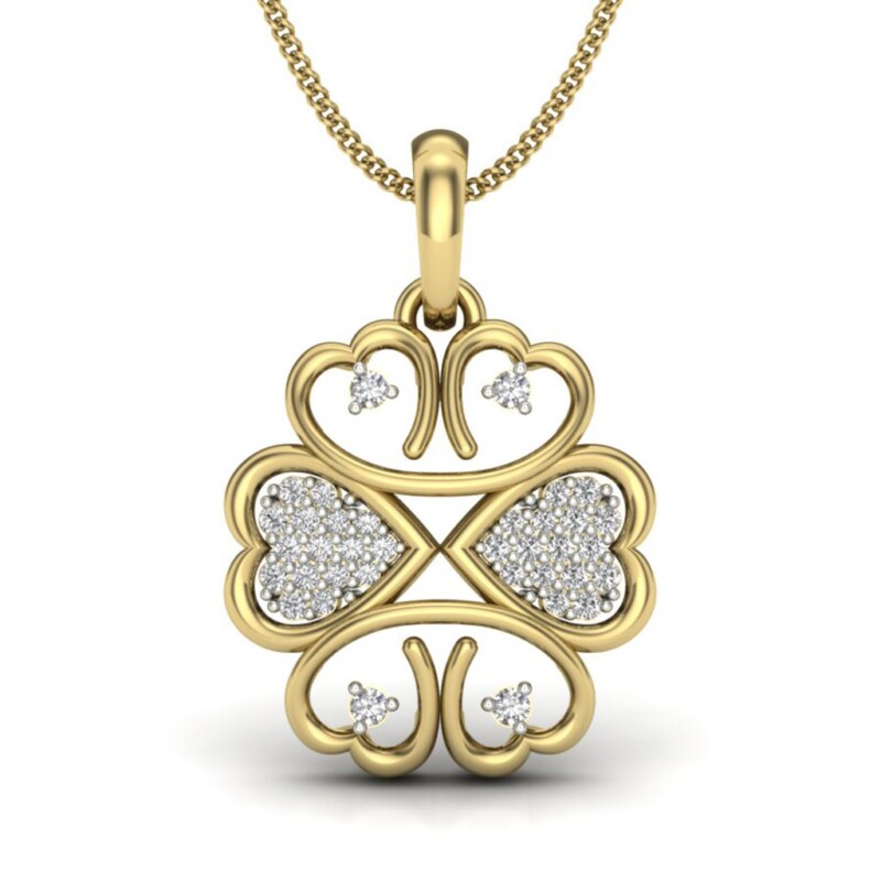 IGI Certified Natural Diamond Design Pendant 14K/18K Fine Yellow Gold