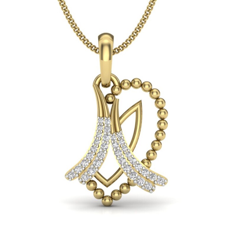 IGI Certified Natural Diamond Design Pendant 14K/18K Fine Yellow Gold