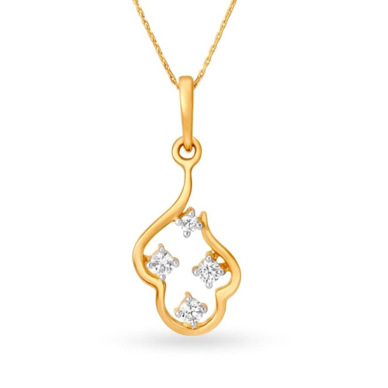 IGI Certified Natural Diamond Design Pendant 14K/18K Fine Yellow Gold