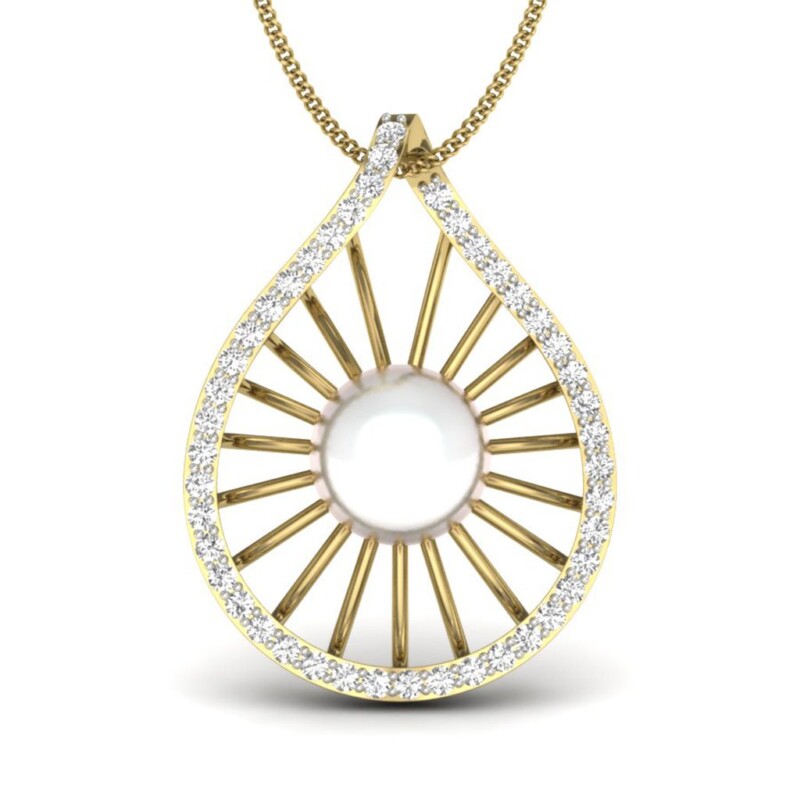 IGI Certified Natural Diamond Design Pendant 14K/18K Fine Yellow Gold