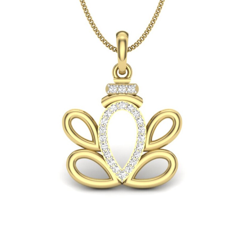 IGI Certified Natural Diamond Design Pendant 14K/18K Fine Yellow Gold