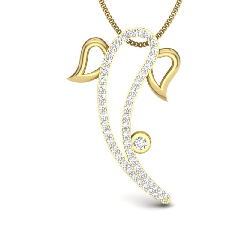 IGI Certified Natural Diamond Design Pendant 14K/18K Fine Yellow Gold