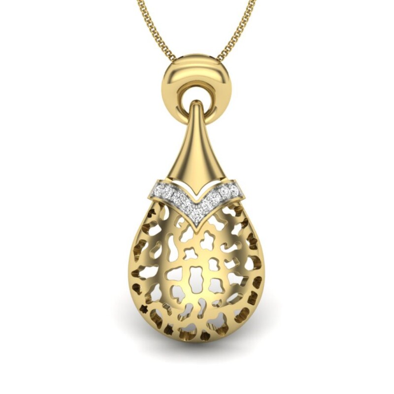 IGI Certified Natural Diamond Design Pendant 14K/18K Fine Yellow Gold