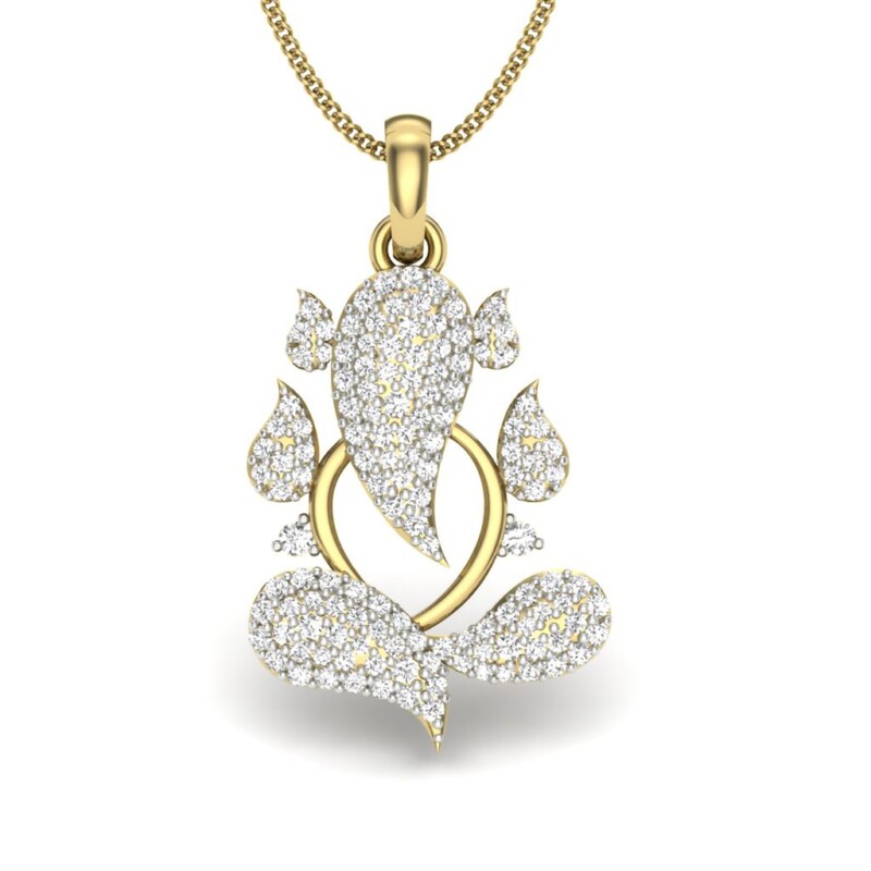 IGI Certified Natural Diamond Design Pendant 14K/18K Fine Yellow Gold