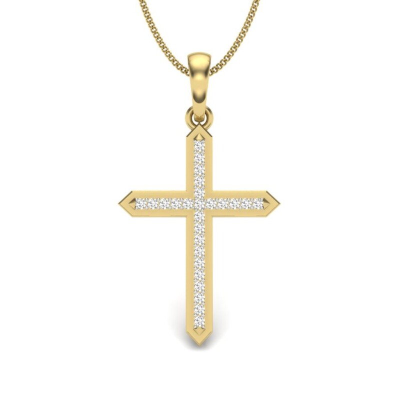 IGI Certified Natural Diamond Design Pendant 14K/18K Fine Yellow Gold