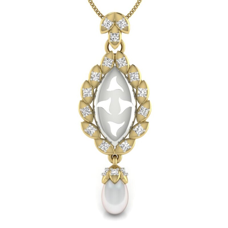 IGI Certified Natural Diamond Design Pendant 14K/18K Fine Yellow & White Gold