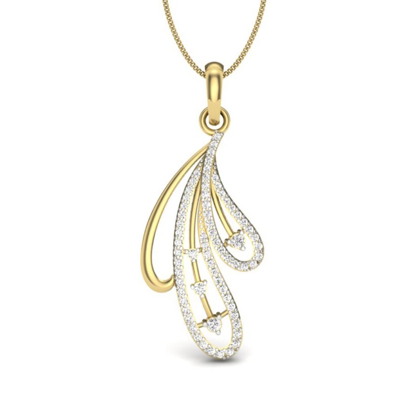 IGI Certified Natural Diamond Design Pendant 14K/18K Fine Yellow Gold