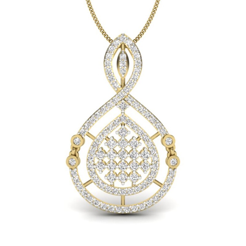 IGI Certified Natural Diamond Design Pendant 14K/18K Fine Yellow Gold