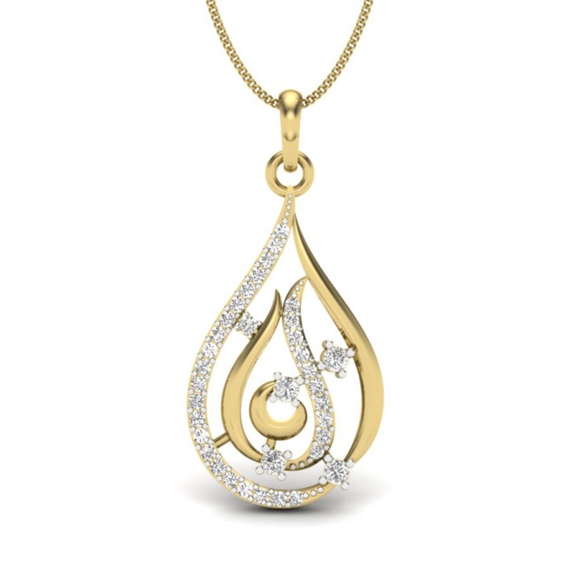 IGI Certified Natural Diamond Design Pendant 14K/18K Fine Yellow  Gold