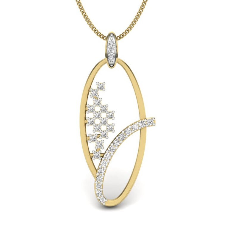 IGI Certified Natural Diamond Design Pendant 14K/18K Fine Yellow Gold